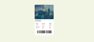 day 24 : Boarding Pass graphic design ui