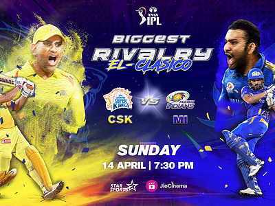 EL-Clasico Of IPL CSK vs MI Poster cricketposter cskvsmi graphicsdesign iplcricketposter iplposter posterdesign