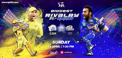 EL-Clasico Of IPL CSK vs MI Poster cricketposter cskvsmi graphicsdesign iplcricketposter iplposter posterdesign