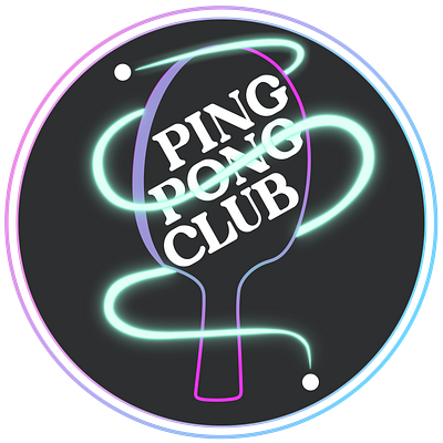 Ping Pong Club in Jim's Basement graphic design ping pong