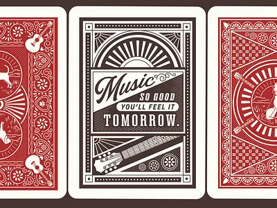 Stage Mural Design country music dog guitar hound dog mural design music pattern playing card