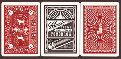 Stage Mural Design country music dog guitar hound dog mural design music pattern playing card