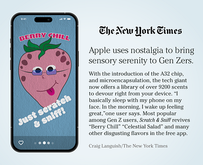 Scratch and sniff mobile app graphic design product design satire