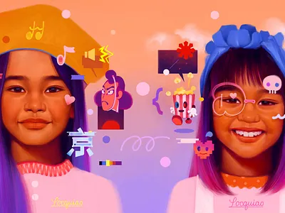 Sisters art artwork digital art illustration portraits