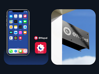 Logo Design for eNepal | Venture Capital + Super App app icon brand graphic design illustration logo mobile application. shapes subtle ui ux vector