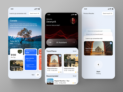 WanderWise AI - Mobile Travel Assistant ai commute ai design interface mobileapp product design travel travel app travel assistant ui ui design uiux uiux design ux ux design