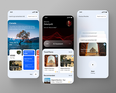 WanderWise AI - Mobile Travel Assistant ai commute ai design interface mobileapp product design travel travel app travel assistant ui ui design uiux uiux design ux ux design