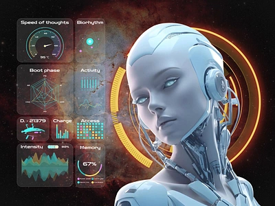 Nexus of Thought: AI Interface Metrics ai analytics animation artificialintelligence cybernetics dark theme datavisualization futuristic humanoidui innovation interfacedesign robotics roboticui scifi techdesign technology uidashboard uidesign userinterface ux