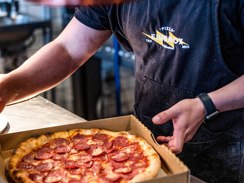 Pizzeria Branding for Firebox Pizza AUS Apron apron brand design brand identity branding design graphic design logo pizza box pizza branding pizzeria restaurant