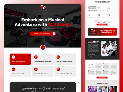 Embark on a Musical Adventure with KLP Studio creative inspiring landingpage learningspace music musician musicstudio ui ux webdesign