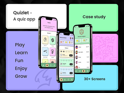 Quizlet - a quiz application app design education game learn minimal mobile app design mobile quiz app modern quiz quiz app quiz application quizlet ui ux ux design win reward