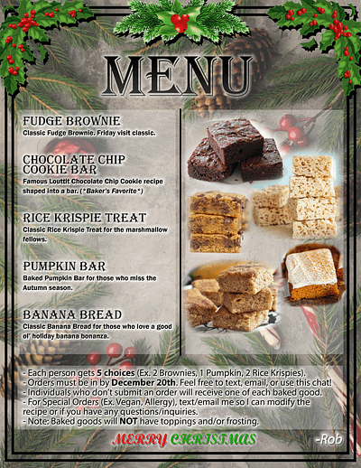 Christmas Baked Goods Menu design graphic design menu typography