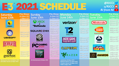 E3 2021 Schedule Chart branding graphic design logo