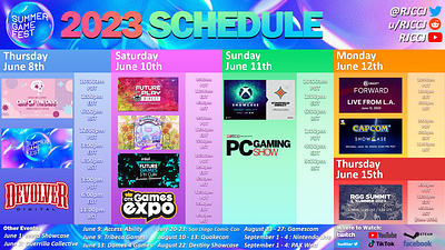 Summer Game Fest 2023 Chart branding graphic design logo schedule