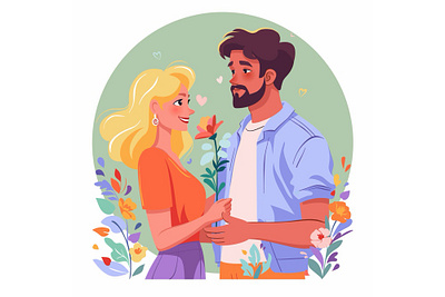 Happy couple character character design couple date flat girl illustration love valentin vector