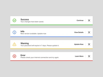 Toast notification alert close cta description design exploration error fail figma guides info modal notification product design success toast messages toast notification ui ux warning web design