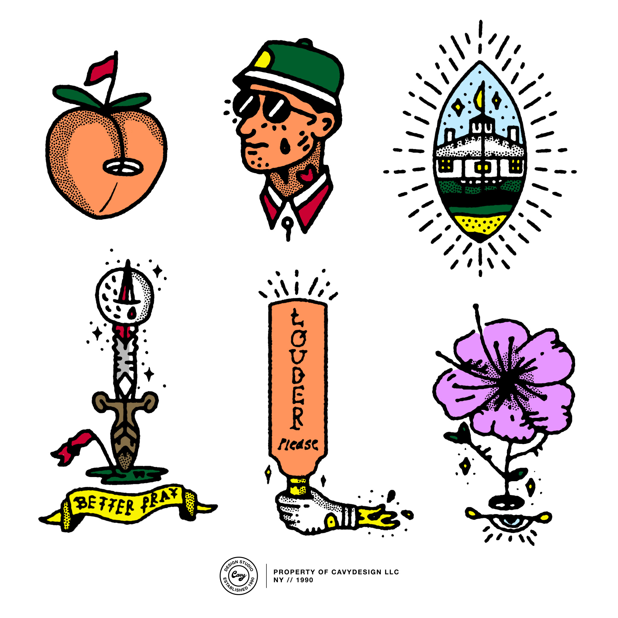 The Masters - Tattoo Flash Sheet athletics badge branding design flash sheet golf graphic design grunge illustration ink logo retro sports tattoo typography vintage