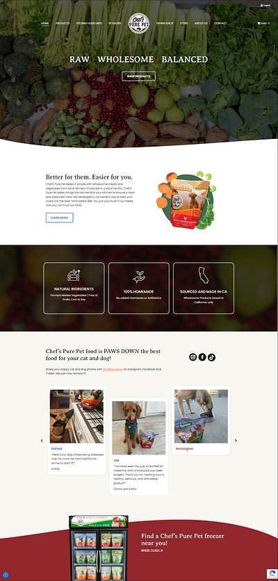 Chef's Pure Pet Website Redesign web design website