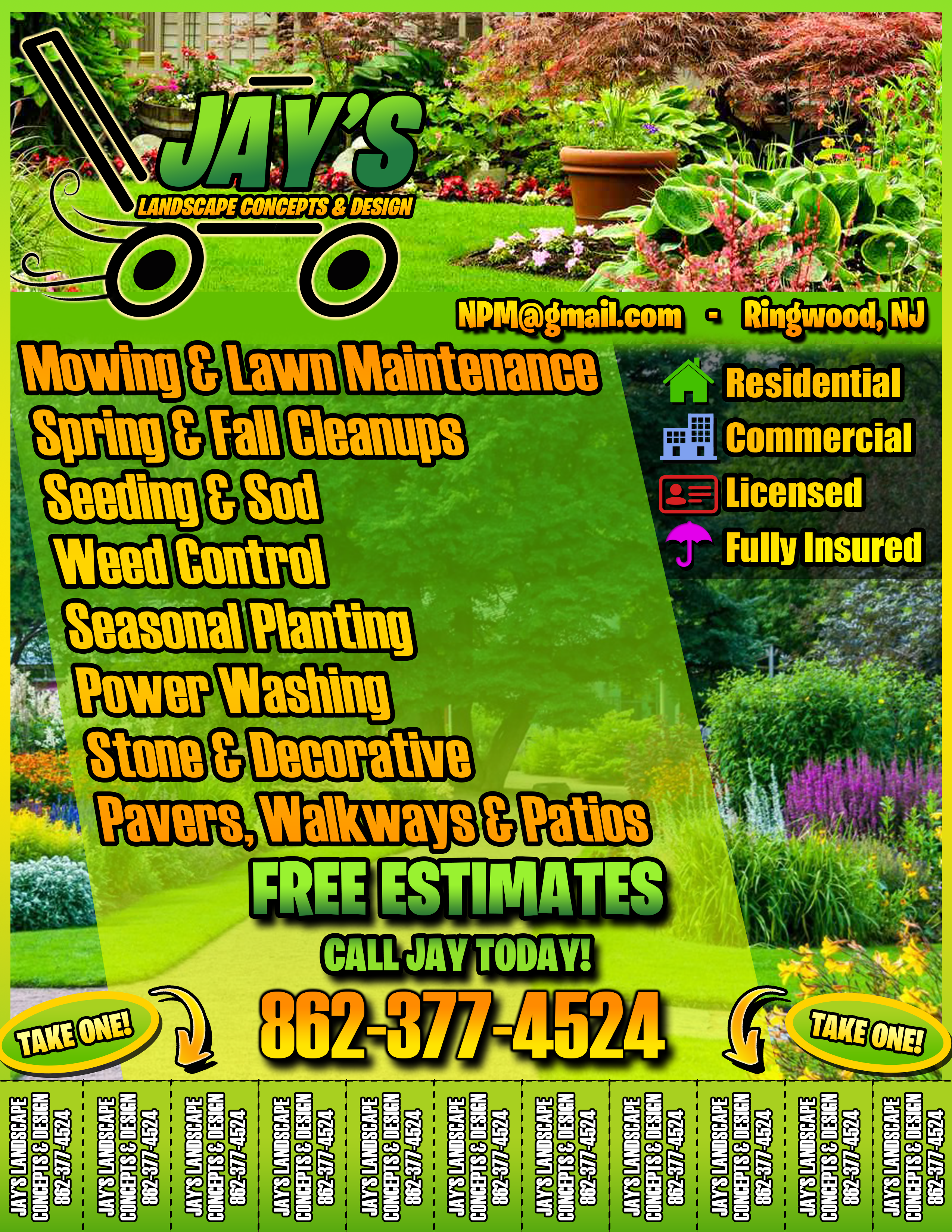 Jay's Landscaping Tab Flier branding graphic design logo