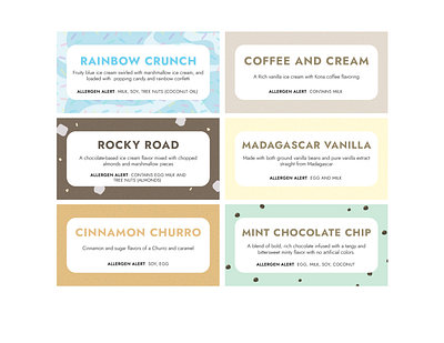 Ice cream flavor labels design graphic design