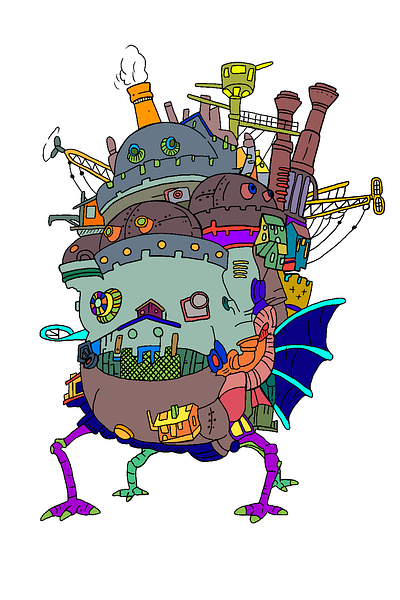 Howl's Moving Castle animation colorful digital art drawing motion graphics