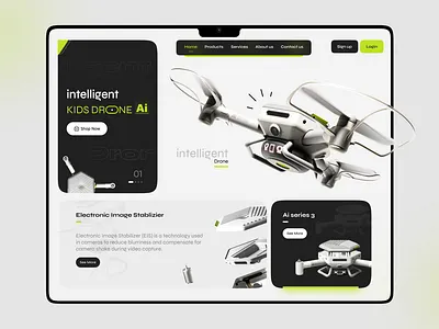 Intelligent Drone - Landing Page Design adobe app design branding design drone figma graphic design hero section illustration iran landing page logo prototype ui web design website design wireframe