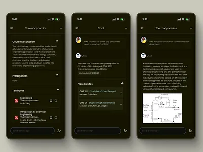 Academic chatbot snippets academic ai artificial intelligence chatbot darkmode design figma mobile app ui deisgn uiux website