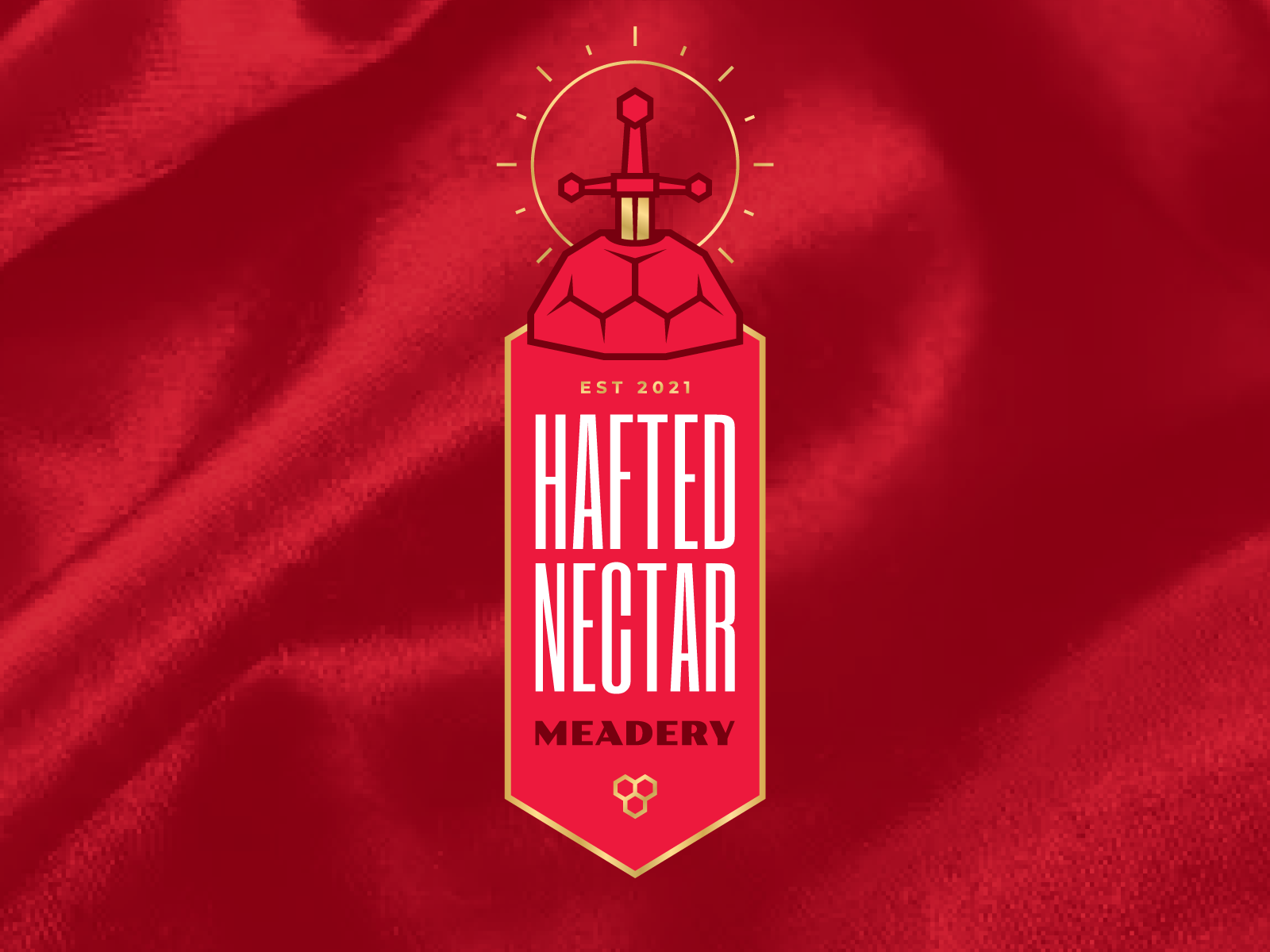Hafted Nectar Meadery beer brand branding gold honey king arthur logo mead medieval sword