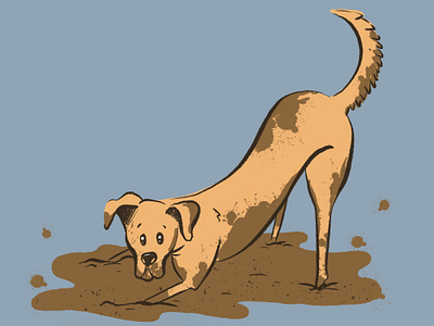 Muddy Paw Season canine digital drawing dirty dog dog doodle furry friend golden house pet lab messy mischief muddy paws pet playful pets pounce pup puppy retriever trouble