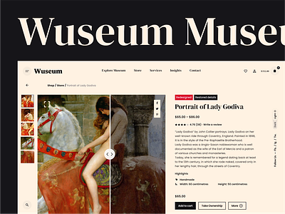 Wuseum museum ui design (product detail page) magazine ui minimal ui modern ui museum museum ui neel neelart product page design store ui ui