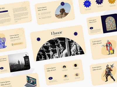 Introducing Elanor: Time Travel Through History! aesthetic beautiful bussiness dribbbledesign education graphic design history pitch pitchdeck powerpoint presentation slide