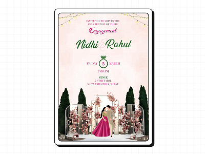 Engagement Invitation caricature design graphic design illustration indian invitation invitation design typography vector wedding invitation