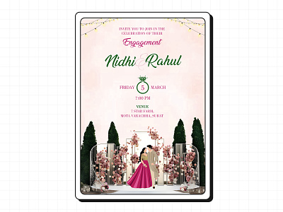 Engagement Invitation caricature design graphic design illustration indian invitation invitation design typography vector wedding invitation