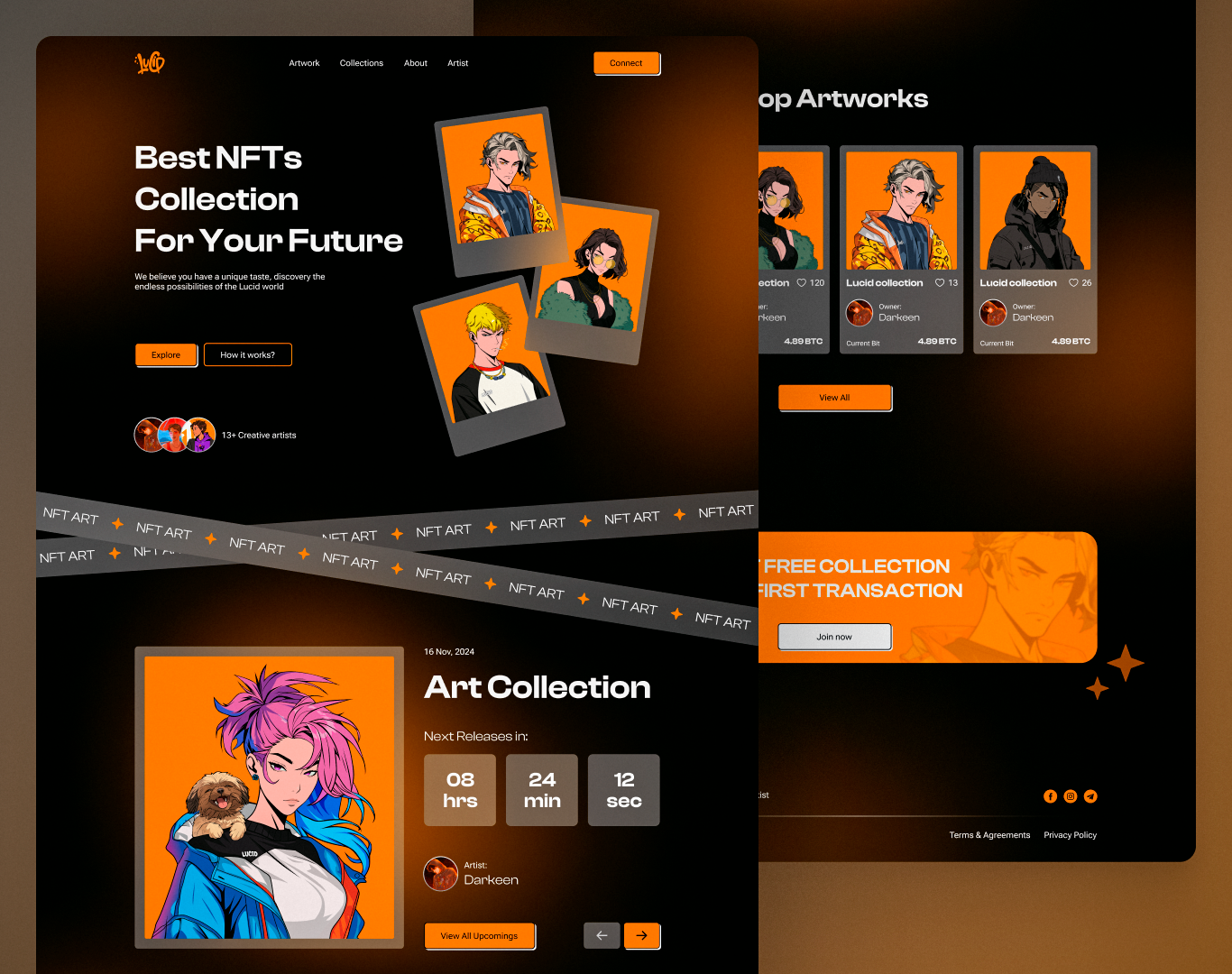 NFT marketplace Lucid Web design Figma Animation design figma nft nft web design web web design 웹디자인