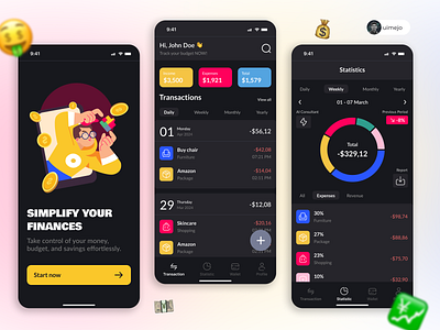 Money Manager UI Mobile App app app design graphic design manager mobile money screen splash ui uiux ux