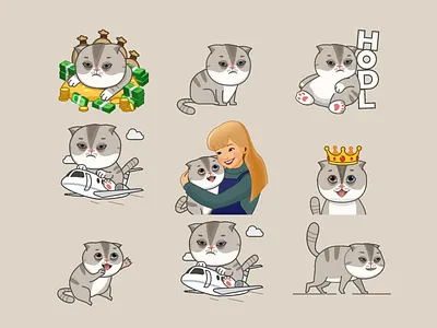 Benson The Cat - Animated Telegram Stickers animated stickers animation branding character animation character design crypto gif animation lottie rive telegram stickers