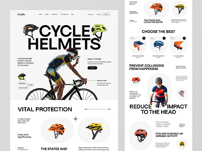 Cycle Helmets Website bicycle clean cycle shop cycling ecommerce elegant grid landing page layout minimal orix sajon shopify store ui ux web design webdesign website website design