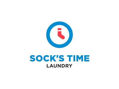 Sock's Time clock idea laundry logo socks time