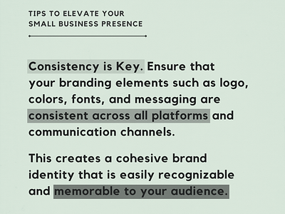 Tip - 02 | Elevate your small business presence brand awareness branding branding tip design designer entrepreneurship graphic design graphic designer local business logo logo designer logo tip small biz owner small biz tips small business small business community small business tip startups