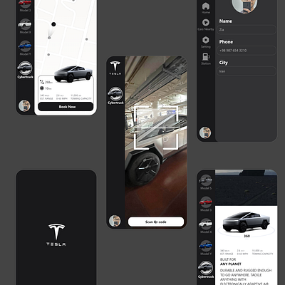 Tesla rent car app design ui