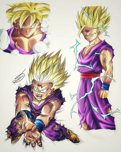 Gohan SSJ by Rekhtion ⚡ 029 cellsaga dbz dragonball dragonballz gohan gohanda goku kaisenban kamehameha manga songohan songohanda songoku ssj supersaiyan 孫そん悟ご飯