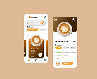 Coffee app UI branding graphic design ui