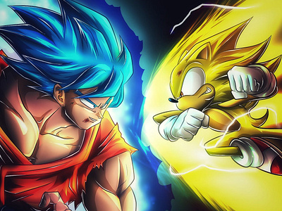 Goku Vs Sonic by Rekhtion ⚡ 030 dragonballfanart fanart fanartist fanartwednesday fanartwork fanmade gokufanart rekhtion sonicfanart supersonicfanart