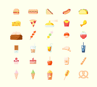 Food icons branding digital art flat icons food icons icon set icons illustration illustrator ui vector