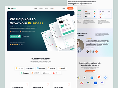 Business Management Saas Landing Page Website branding businesssoftware dashboard design homepage hossain mahmud mahi landing landing page landingpage management saas ui uiux ux web design web ui webdesign website website design