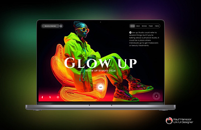 Beauty Studio Website #UI attractive behance desktop dribbble glowing macbook mockups neon trending ui ux website