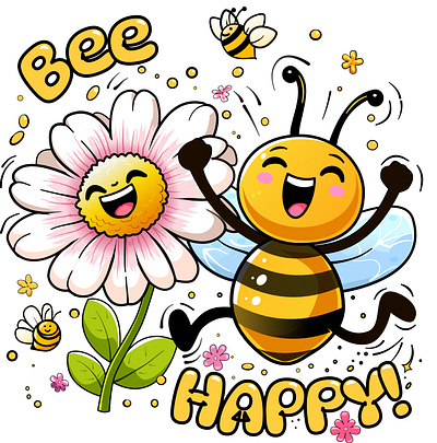 Bee Happy - Spread the good Vibes graphic design