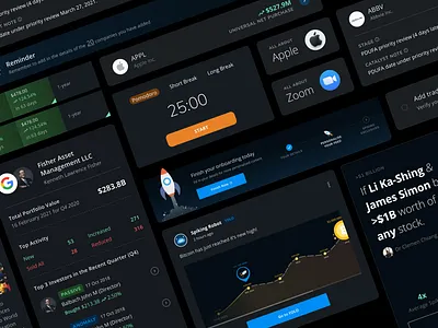 Stock Investment Components application design banking design components finance finance app finance dashboard finance design finance management fintech fintech dashboard investment investment app investment dashboard investment management stock stock alerts stock dashboard ui ux web design