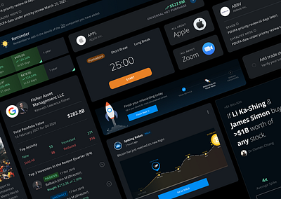 Stock Investment Components application design banking design components finance finance app finance dashboard finance design finance management fintech fintech dashboard investment investment app investment dashboard investment management stock stock alerts stock dashboard ui ux web design