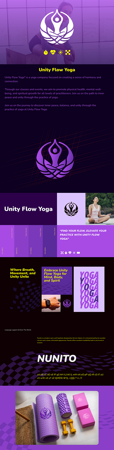 Unity Flow Yoga - Visual Design | Brand Identity apps apps design brand identity branding figma graphic design gym gymnastic logo mobile apps sports ui ui design uiux user experience user interface ux ux design yoga